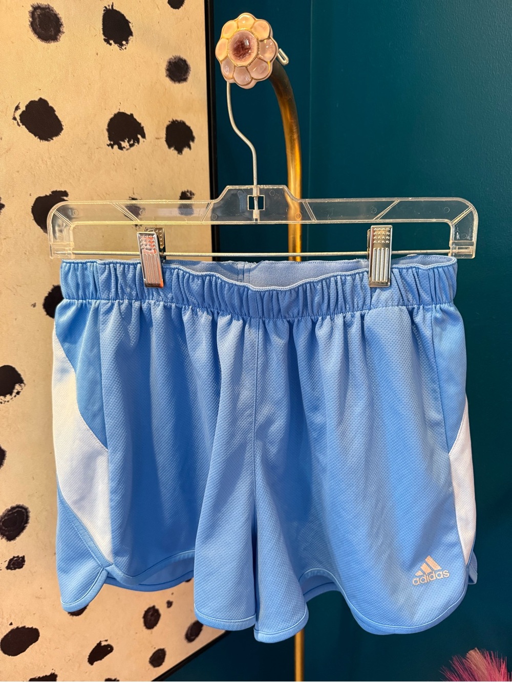 adidas Light Blue Athletic Shorts with White Side Panels